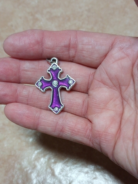 Jewelry - Purple Cross Pendant Charm with Crystal Accents